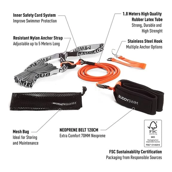 BuddySwim Stationary Belt Black Orange - Image 2