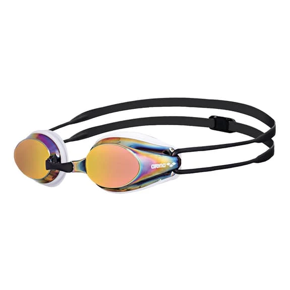 Arena Tracks Mirror Swimming Goggles Black White Red With Mirror Lenses