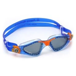 Aqua Sphere Kaynne Swim Goggles Blue Orange With Dark Lenses Kids