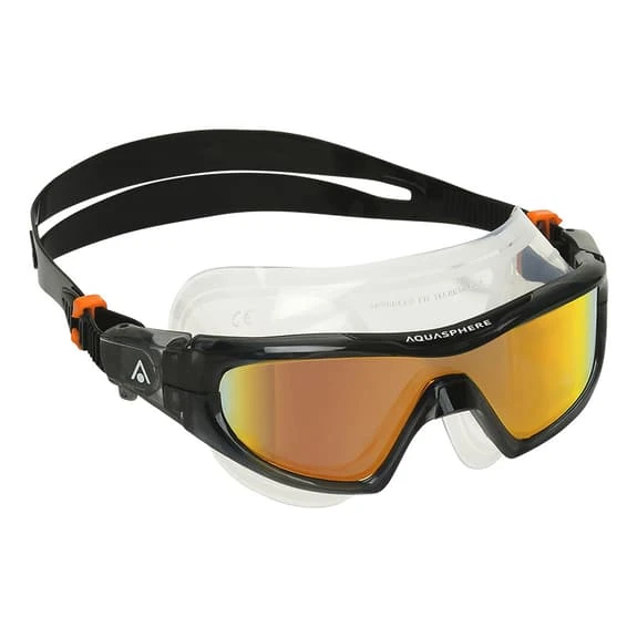 Aqua Sphere Vista Pro.A Swimming Goggles Black With Mirrored Orange Lenses