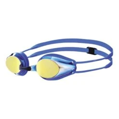 Arena Tracks Swimming Goggles Blue Yellow With Mirrored Lenses Kids