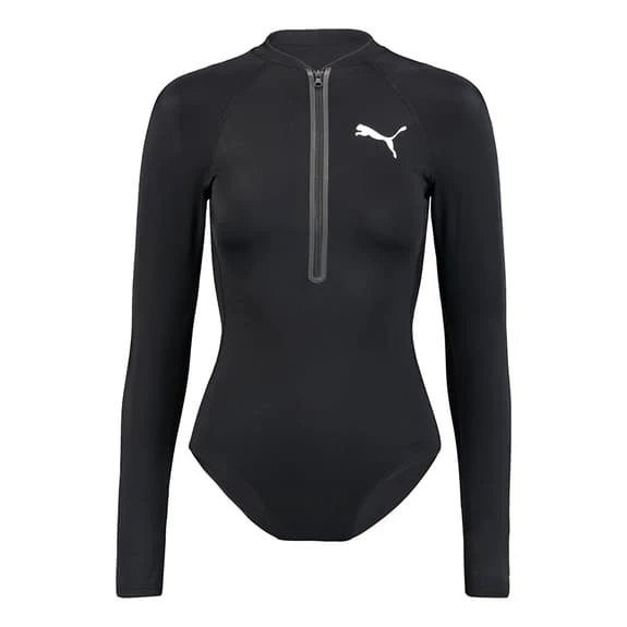 Puma Swim Surf Long Sleeve Swimming Costume Black Women