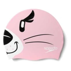 Speedo Learn To Swim Printed Character Swimming Cap Light Pink White Black Kids
