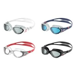 Speedo Biofuse 2.0 Swimming Goggles With Clear Lenses White Dark Blue Red (4 Units)