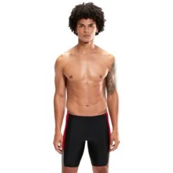 Speedo Dive Swim Shorts Black Red Grey