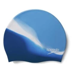 Speedo Multi Colour Silicone Swimming Cap Light Blue White Dark Blue