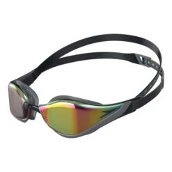 Speedo Fastskin Pure Focus Swimming Goggles Black Grey With Mirrored Yellow Lenses