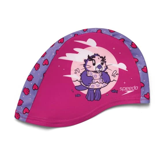 Speedo Printed Polyester Swimming Cap Pastel Pink Lilac Kids