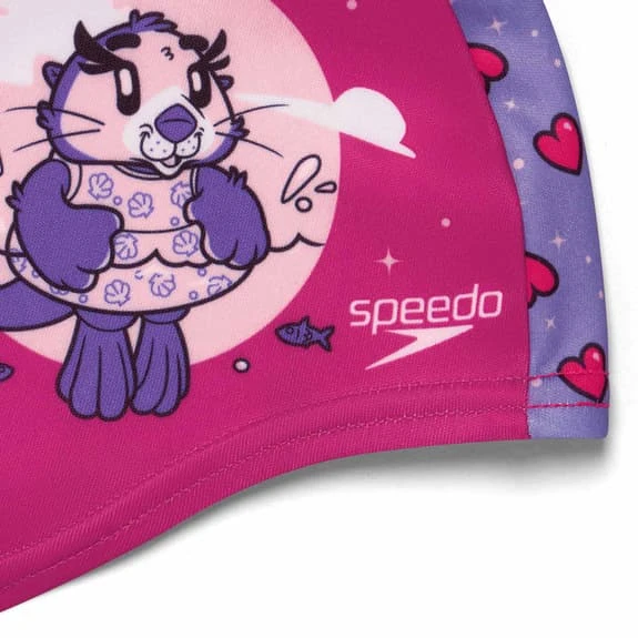 Speedo Printed Polyester Swimming Cap Pastel Pink Lilac Kids - Image 3