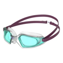 Speedo Hydropulse Swimming Goggles Lilac With Green Tinted Lenses Kids