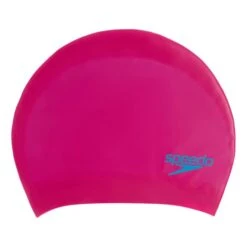 Speedo Long Hair Swimming Cap Pink Fuchsia Light Blue Kids