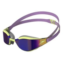 Speedo Fastskin Hyper Elite Swimming Goggles Purple With Greenish Yellow Mirrored Lenses