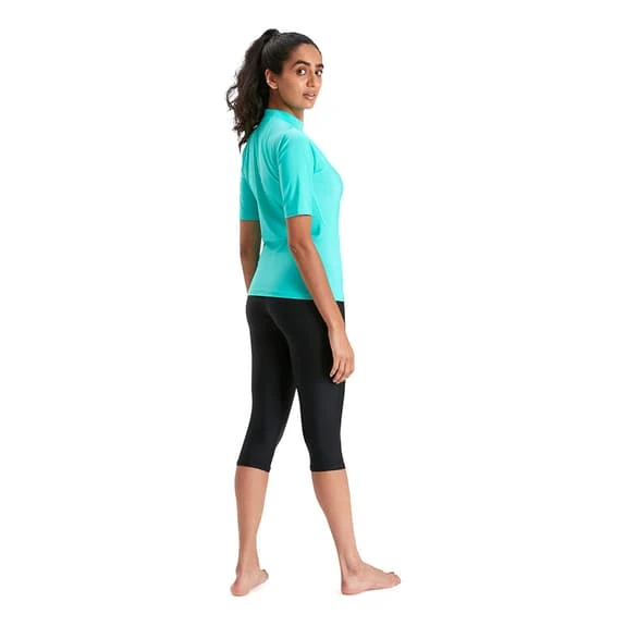 Speedo Rash Top Short Sleeve T-Shirt Blue Turquoise Women - Image 5