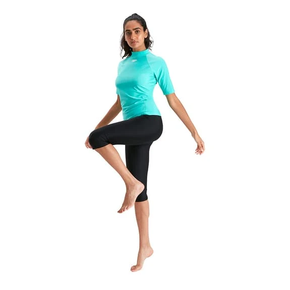 Speedo Rash Top Short Sleeve T-Shirt Blue Turquoise Women - Image 6