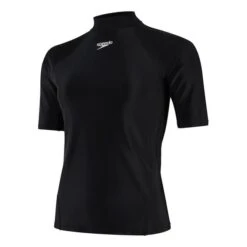 Speedo Swim Tee Short Sleeve T-Shirt Black White Women