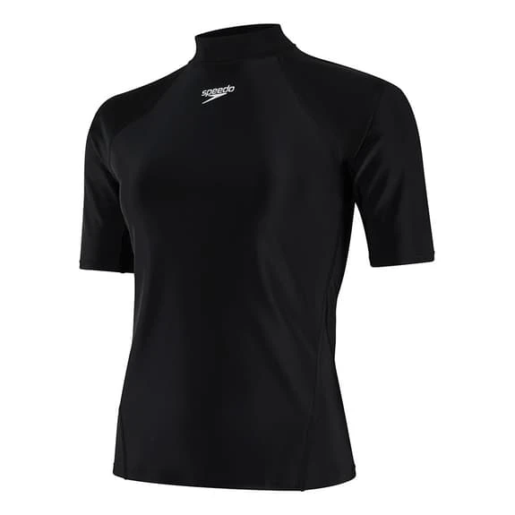 Speedo Swim Tee Short Sleeve T-Shirt Black White Women