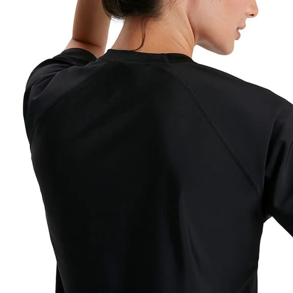 Speedo Swim Tee Short Sleeve T-Shirt Black White Women - Image 3