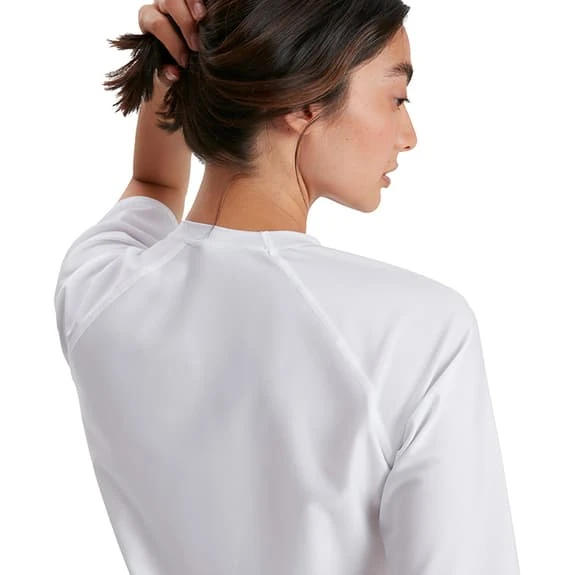 Speedo Swim Tee Short Sleeve T-Shirt White Black Women - Image 3