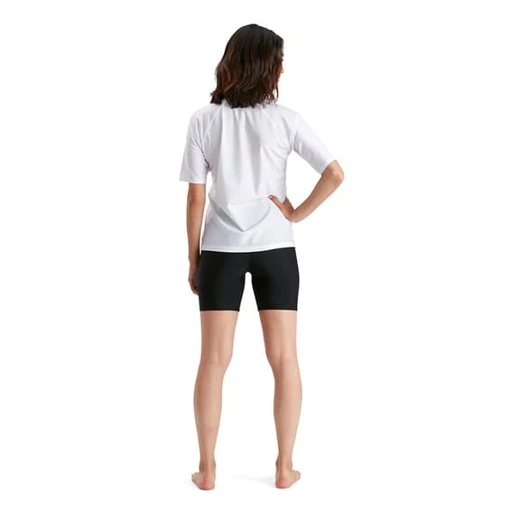 Speedo Swim Tee Short Sleeve T-Shirt White Black Women - Image 5
