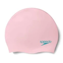 Speedo Plain Moulded Silicone Boost Swimming Cap Pink Green Turquoise Kids