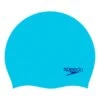 Speedo Plain Moulded Silicone Cap Blue Turquoise Kids