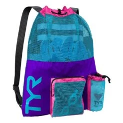 Swimming Bag TYR Big Mesh Mummy 40L Blue Lilac
