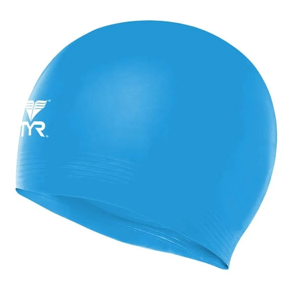 TYR Solid Latex Swim Cap Light Blue