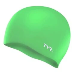 TYR Silicone No Wrinkle Swim Cap Green Kids