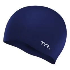 TYR Silicone No Wrinkle Swim Cap Navy Blue Kids