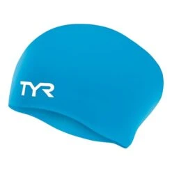 TYR Long Hair Wrinkle Free Swim Cap Blue Kids