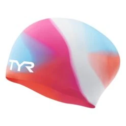 TYR Silicone Swimming Cap Pink Blue White Kids