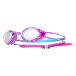 TYR Blackhawk Racing Swimming Goggles Blue Lilac With Transparent Child Lenses