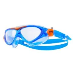 TYR Rogue Blue Red Swimming Goggles With Clear Lenses Kids