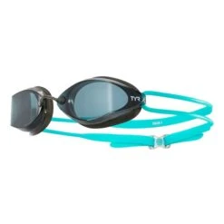 TYR Tracer X Racing Nano Swim Goggles Blue Turquoise With Grey Tinted Lenses