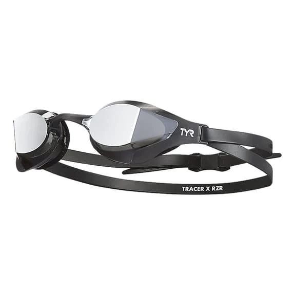 TYR Tracer X RZR Swim Goggles Black With Silver Mirrored Lenses
