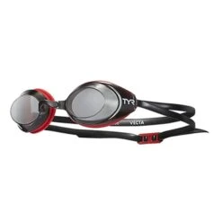 TYR Vecta Racing Swimming Goggles Black Red With Dark Lenses Black