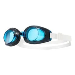 TYR Foam Swim Goggles White Black With Blue Lenses