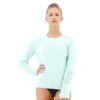 TYR Sun Defense Long Sleeve Swim Top Turquoise Blue Women
