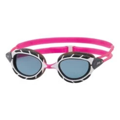 Zoggs Predator Swimming Goggles Pink Black White With Blue Transparent Lenses