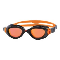 Zoggs Predator Flex Titanium Swimming Goggles Orange Black With Orange Mirrored Lenses