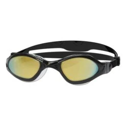 Zoggs Tiger LSR+ Swim Goggles Black With Gold Mirrored Lenses