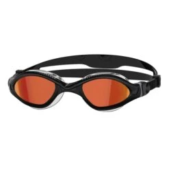 Zoggs Tiger LSR+ Swimming Goggles Black With Orange Mirrored Lenses