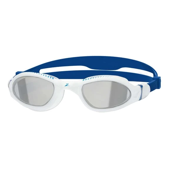 Zoggs Tiger LSR+ Swimming Goggles White Blue With Grey Mirrored Lenses