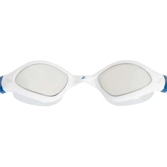 Zoggs Tiger LSR+ Swimming Goggles White Blue With Grey Mirrored Lenses - Image 2