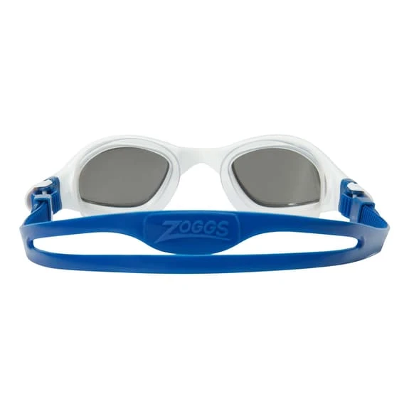 Zoggs Tiger LSR+ Swimming Goggles White Blue With Grey Mirrored Lenses - Image 3