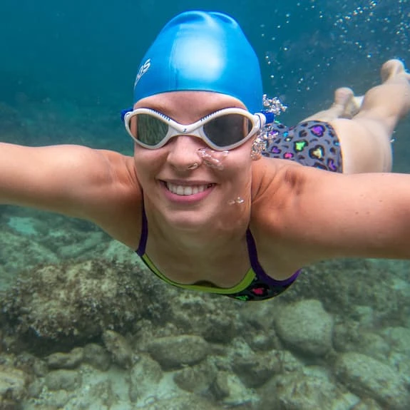 Zoggs Tiger LSR+ Swimming Goggles White Blue With Grey Mirrored Lenses - Image 5