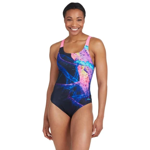 Zoggs Hybrid Speedback Swimsuit Pink Blue Women - Image 5