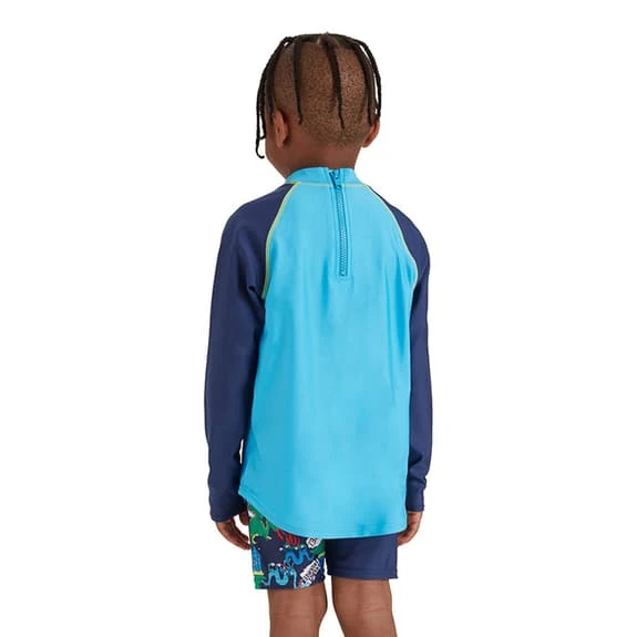 Zoggs Zip Dragons Long Sleeve Swim Shirt Blue Yellow Kids - Image 6