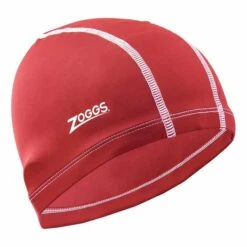 Zoggs Spandex Swimming Cap Red White